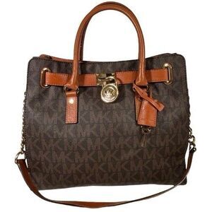 Michael Kors Hamilton Legacy Large Signature Logo Satchel Shoulder Bag MRP $348